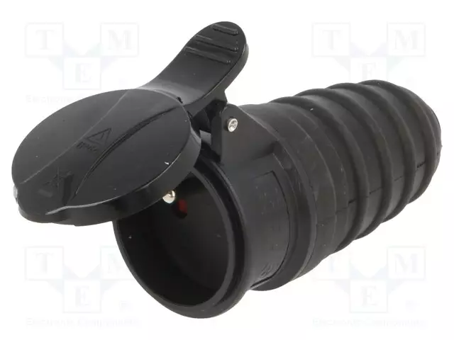 AC LIITIN-NAARAS - PISTORASIA - 2P+PE - 250VAC - 16A - MUSTA - AC liittimet ja rungot - PD.3157 - 1
