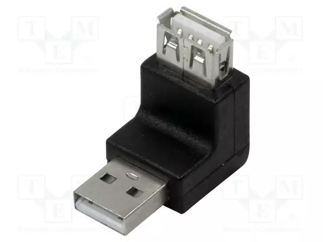 ADAPTERI - USB 2.0 - USB A NAARASLIITIN (KULMA-),USB A PISTOKE - USB kaapelit ja adapterit - AU0027 - 1