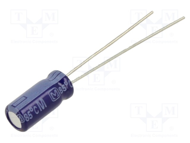 ELEKTROLYYTTIKONDENSAATTORI - THT - 4,7UF - 50VDC - Elektrolyyttikondensaattorit - pysty - ECA1HM4R7 - 1