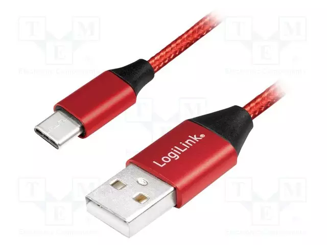 KAAPELI - USB 2.0 - USB A PISTOKE,USB C PISTOKE - 0,3M - PUNAINEN - USB kaapelit ja adapterit - CU0147 - 1
