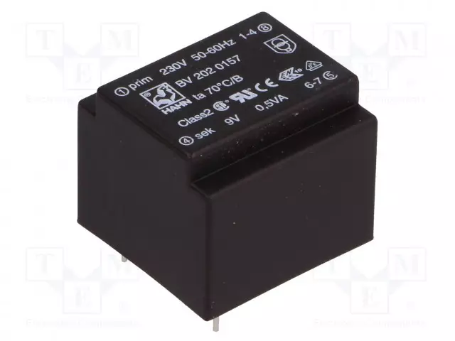 MUUNTAJA - 0,5VA - 230VAC - 9V - 55MA - PCB - BV - Piirilevymuuntajat - BV2020157 - 1