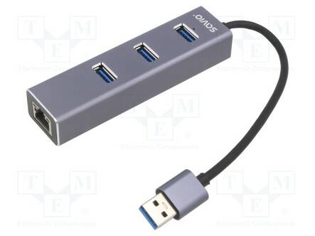 USB HUB - RJ45-PISTORASIA,USB A-PISTORASIA X3,USB A-PISTOKE - Tietokonetarvikkeet - muut - SAVAK-58 - 1