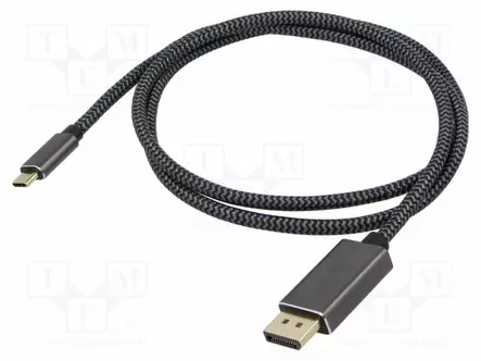 KAAPELI - DISPLAYPORT-PISTOKE,USB C PISTOKE - TEKSTIILI - 2M - HDMI, DVI, DisplayPort johdot - GOOBAY-75708 - 1
