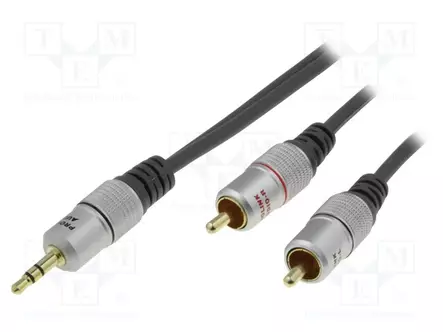KAAPELI - JACK 3,5MM 3PIN PISTOKE,RCA-PISTOKE X2 - 1,8M - MUSTA - Muut audio-videokaapelit - TCV3420-1.8 - 1