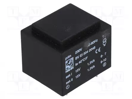MUUNTAJA - 2,6VA - 230VAC - 15V - 15V - 87MA - 87MA - PCB - BVEI - Piirilevymuuntajat - BVEI3042048 - 1