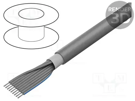 PYÖREÄ NAUHAKAAPELI - 1,27MM - CU - SUOJAAMATON - PVC - HARMAA - Yksiväriset nauhakaapelit - 09180507008 - 1