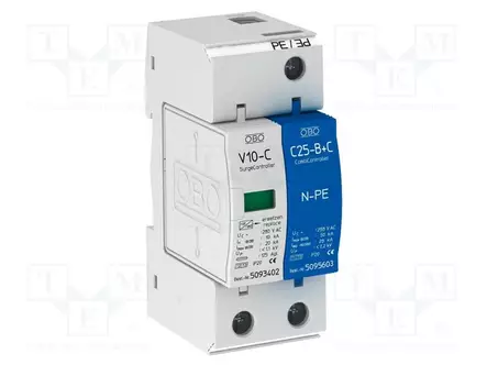 YLIKUORMITUSTEN RAJOITTIMET - 2+3 TYYPPI - NAVAT: 1+NPE - 10KA - IP20 - Suurjännitetuotteet - OBO-5093418 - 1