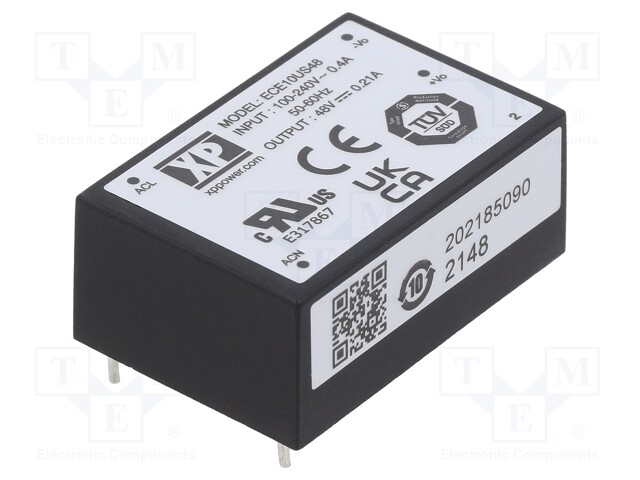 AC/DC MUUNNIN - 10W - TULOJÄNNITE 85÷264VAC,120÷370VDC - LÄHTÖJÄNNITE 48VDC - OUT: 1 - AC/DC muuntimet - ECE10US48 - 1