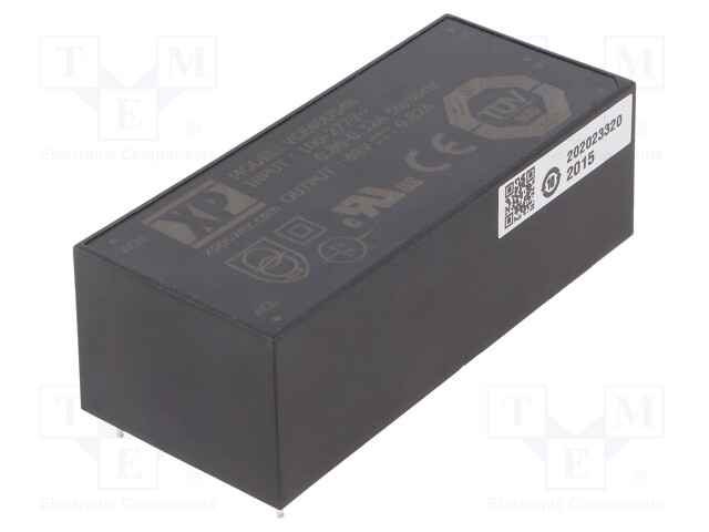 AC/DC MUUNNIN - 40W - 85÷305VAC - 48VDC - ILÄH: 820MA - OUT: 1 - 85% - VCE40 - AC/DC muuntimet - VCE40US48 - 1