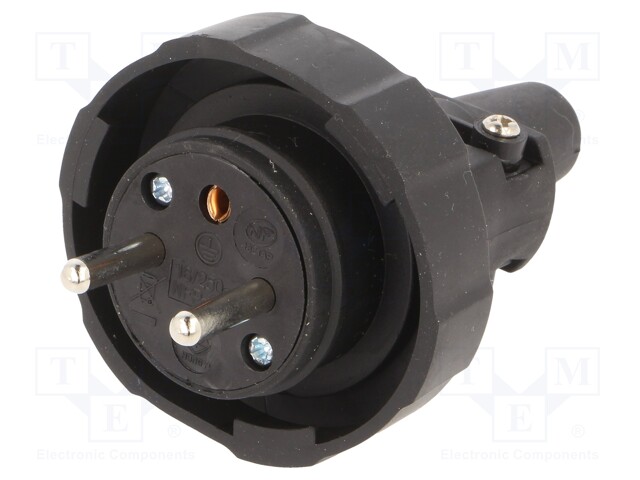 AC LIITIN-UROS - PISTOKE - 2P+PE - 250VAC - 16A - MUSTA - JOHTOON - AC liittimet ja rungot - PD.3148 - 1