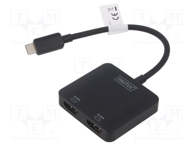 ADAPTERI - HDCP 2.2 - HDMI PISTORASIA X2,USB C PISTOKE - MUSTA - USB kaapelit ja adapterit - DS-45338 - 1