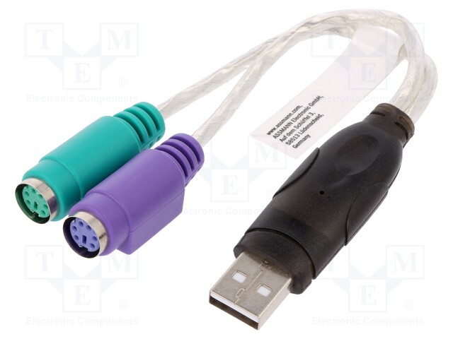 ADAPTERI USB-PS2 - PS/2 PISTORASIA X2,USB A PISTOKE - USB 1.1 - Tietokonekaapelit ja -adapterit - DA-70118 - 1
