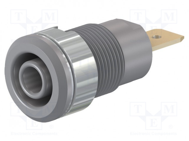 LABORATORY CONNECTOR: 4MM BANANA - SOCKET - 1KV - 32A - GREY - BRASS - Banaanijatkoliittimet - SLB4-F6.3-28 - 1