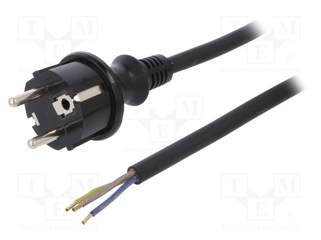 KAAPELI - 3X1MM2 - CEE 7/7 (E/F) PISTOKE,JOHDOT - KUMI - 3M - MUSTA - Tietokone- ja  laitejohdot - W-97208 - 1