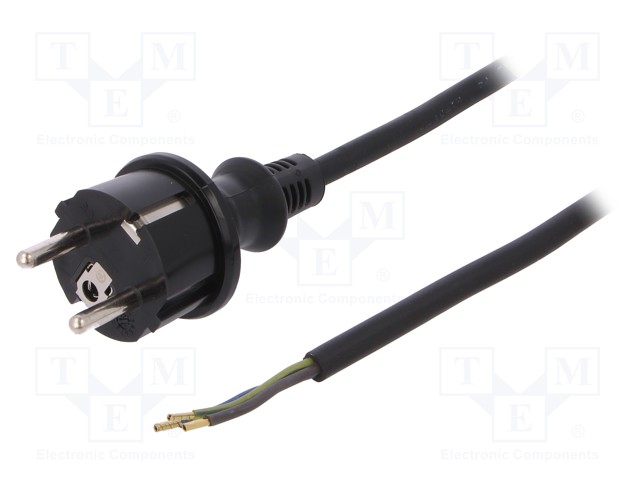 KAAPELI - 3X1MM2 - CEE 7/7 (E/F) PISTOKE,JOHDOT - KUMI - 4,5M - MUSTA - Tietokone- ja laitejohdot - W-97268 - 1