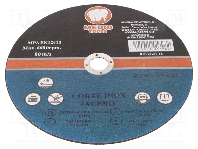 KATKAISULAIKKA - Ø: 230MM - LAIKAN PAKS: 1,8MM - VARSI: ASENNUSAUKKO - Katkaisu- ja hiomalaikat - MED.CI23018 - 1