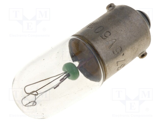 LAMPPU: BAJONETTI - BA9S - 37,5VDC - 50MA - LASIKUPU: T3 1/4 - Ø: 10,3MM - Merkkivalot ja pienoislamput - LAMP-ML1828 - 1