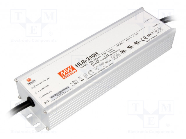 VIRTALÄHDE: IMPULSSI - LED - 240W - 48VDC - 5A - 90÷305VAC - 127÷431VDC - LED teholähteet - HLG-240H-48 - 1