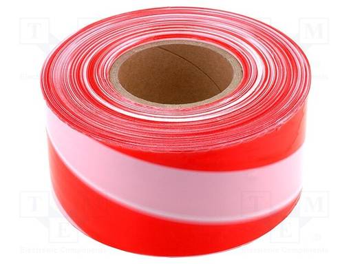 NAUHA: VAROITUSNAUHA - VALKO-PUNAINEN - L: W: 80MM - Varoitus- ja merkintäteipit - TOO2508 - 1