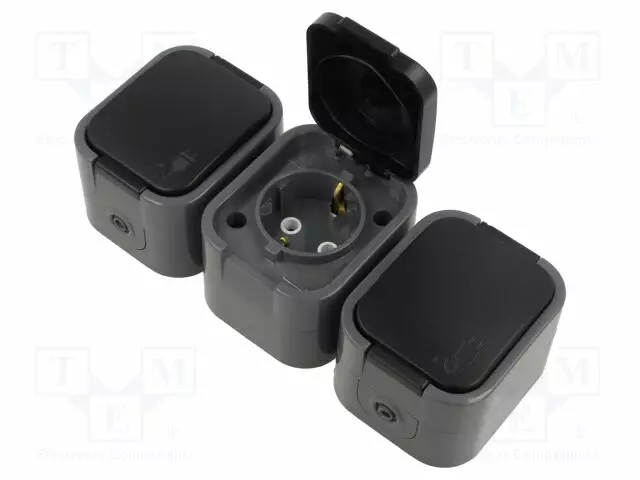 AC LIITIN-PISTORASIA - 2P+PE - 250VAC - 16A - HARMAA - PIN: 3 - AC liittimet ja rungot - ABEX-9002458 - 1