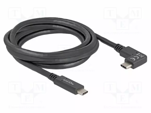 KAAPELI - USB C PISTOKE,USB C-PISTOKE 90° VASEN/OIKEA - 2M - MUSTA - USB kaapelit ja adapterit - DELOCK-80038 - 1