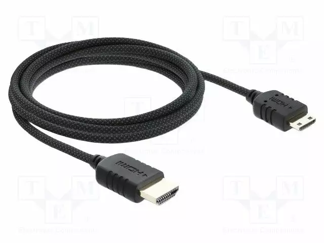 KAAPELI - HDMI-PISTOKE,MOLEMMIN PUOLIN - TEKSTIILI - PIT: 2M - MUSTA - HDMI, DVI, DisplayPort johdot - DELOCK-81688 - 1