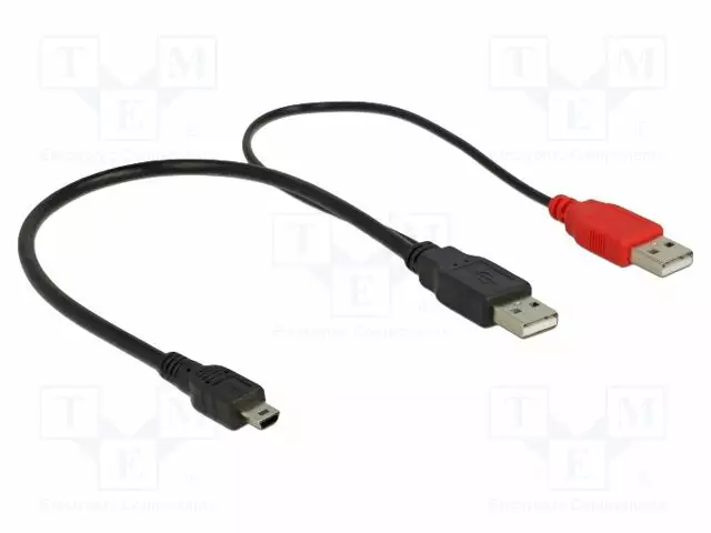 KAAPELI - USB 2.0 - USB A-PISTOKE X2,USB B PIENOISPISTOKE - 0,3M - USB kaapelit ja adapterit - DELOCK-83178 - 1