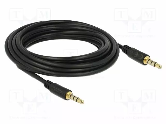 KAAPELI - JACK 3,5MM 4PIN PISTOKE,MOLEMMIN PUOLIN - 5M - MUSTA - Muut audio-videokaapelit - DELOCK-83438 - 1