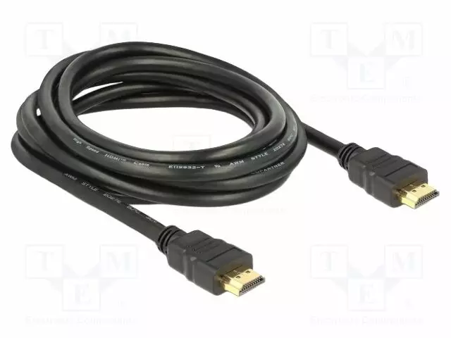 KAAPELI - HDMI-PISTOKE,MOLEMMIN PUOLIN - PIT: 3M - MUSTA - 28AWG - HDMI, DVI, DisplayPort johdot - DELOCK-84408 - 1