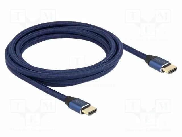 KAAPELI - HDMI-PISTOKE,MOLEMMIN PUOLIN - TEKSTIILI - PIT: 3M - 29AWG - HDMI, DVI, DisplayPort johdot - DELOCK-85448 - 1