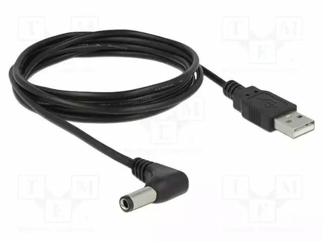 KAAPELI - USB A PISTOKE,DC 5,5/2,5 LIITIN - KULMA,SUORA - DC virtakaapelit - DELOCK-85588 - 1