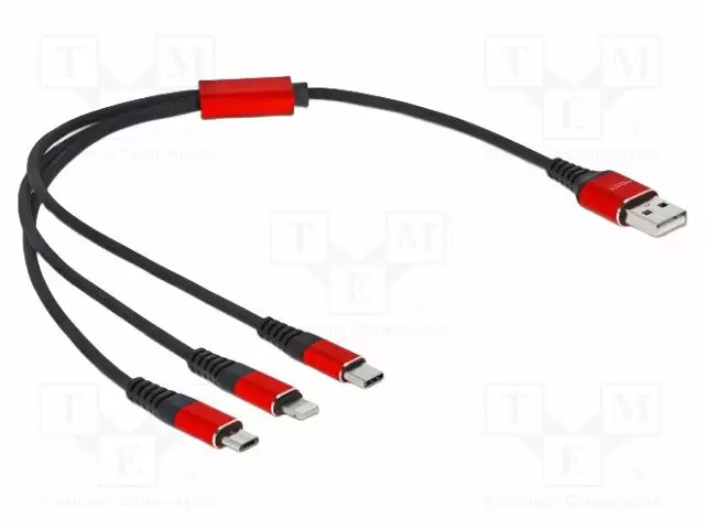 KAAPELI - USB 2.0 - 0,3M - MUSTA - CU,TINATTU - 22AWG - METALLI - 5V - 3A - USB kaapelit ja adapterit - DELOCK-86708 - 1