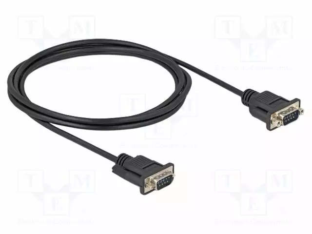 KAAPELI - D-SUB 9PIN PISTOKE,MOLEMMIN PUOLIN - PVC - PIT: 2M - MUSTA - Tietokonekaapelit ja -adapterit - DELOCK-88218 - 1