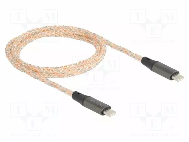 KAAPELI - USB C PISTOKE,MOLEMMIN PUOLIN - 1,2M - LÄPINÄKYVÄ - 3A - USB kaapelit ja adapterit - DELOCK-88288 - 1