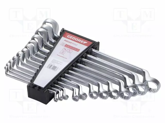 WRENCH: RING-SET - DOUBLE-SIDED,BENT - CHROM-VANADIUM STEEL - Hylsyavainsarjat - GEDORE-3300928 - 1