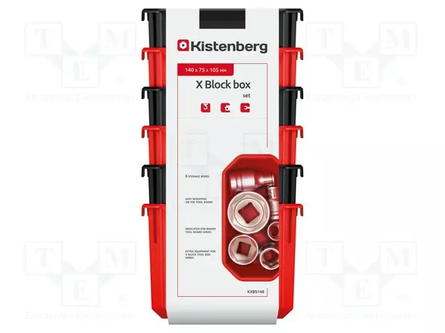 SÄILIÖ: KYVETTI - MUSTA,PUNAINEN - 140X75X105MM - 6KPL - X BLOCK - Säiliöt ja rasiat - KXBS148 - 1