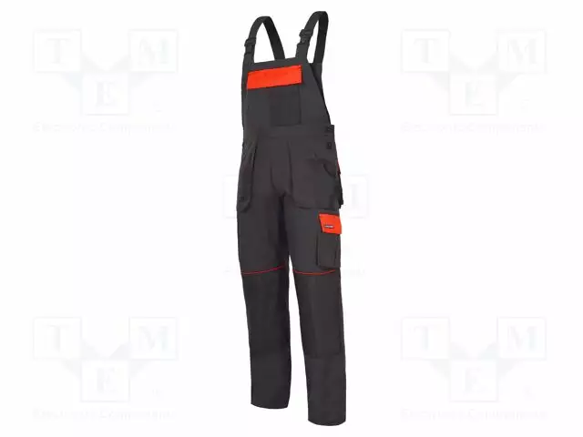 DUNGAREES - SIZE: 48,S - GRAPHITE-ORANGE - 190G/M2 - BIB PANTS - Työ- ja suojavaatteet - LAHTI-L4060348 - 1