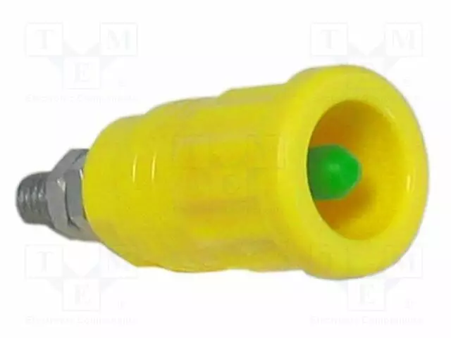 LABORATORY CONNECTOR: 4MM BANANA - PLUG - 36A - KELTAINEN-VIHREÄ - 33.9MM - Banaaniliittimet 4mm - PJP3288 - 1