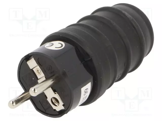 AC LIITIN-UROS - PISTOKE - 2P+PE - 250VAC - 16A - MUSTA - JOHTOON - AC liittimet ja rungot - PD.3158 - 1