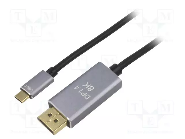ADAPTERI - DISPLAYPORT 1.4,USB 3.1 - KULLATTU - 1,8M - MUSTA - PVC - USB kaapelit ja adapterit - CU480MC-1.8 - 1