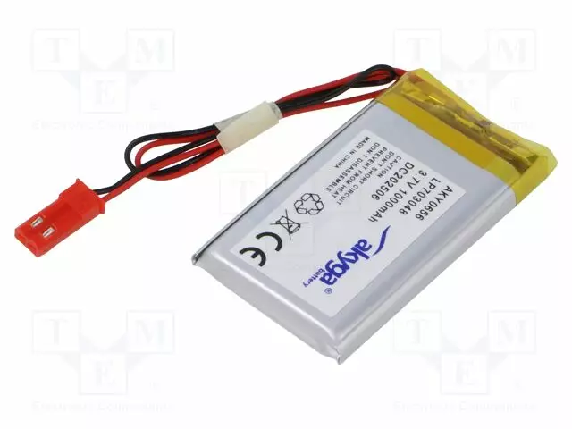 AKKU: LI-PO - 3,7V - 1000MAH - JOHDOT,JST SYP-02T-1 LIITOS - Akut - AKY-LP703048 - 1