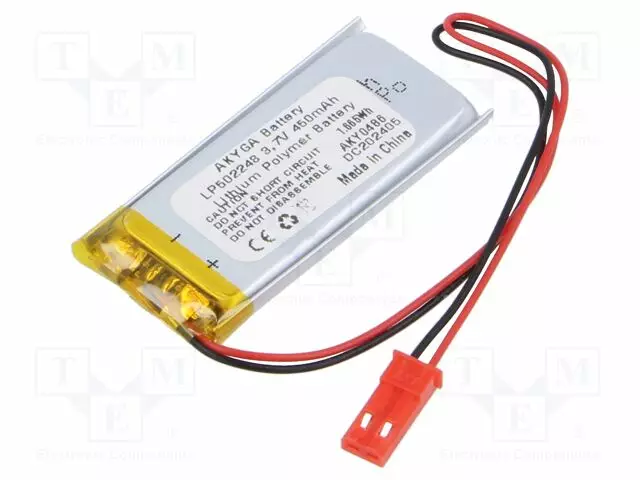 AKKU: LI-PO - 3,7V - 450MAH - JOHDOT,JST SYP-02T-1 LIITOS - Akut - AKY-LP502248 - 1