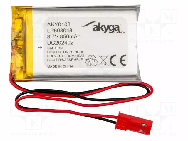 AKKU: LI-PO - 3,7V - 850MAH - JOHDOT,JST SYP-02T-1 LIITOS - 1KPL - Akut - AKY-LP603048 - 1