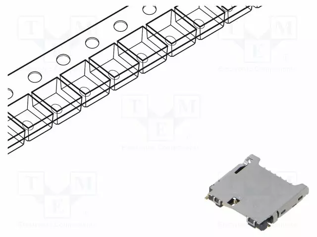 LIITIN: KORTTEJA VARTEN - MICROSD - PUSH-PULL - SMT - KULLATTU - PIN: 8 - Korttiliittimet - 1140084168 - 1