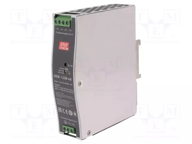 DC/DC MUUNNIN - 120W - TULOJÄNNITE 16,8÷33,6VDC - LÄHTÖJÄNNITE 48VDC - ILÄH: 2,5A - DC/DC muuntimet - DDR-120B-48 - 1