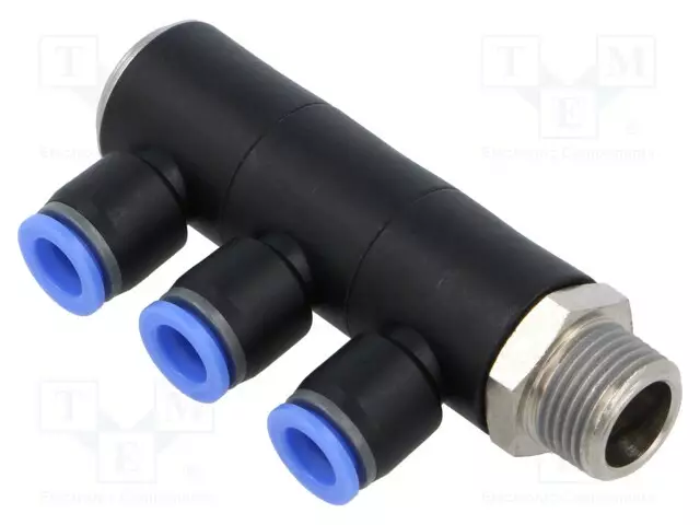 HAARALIITIN - -0,95÷15BAR - NIKKELÖITY MESSINKI,PBT - BLUELINE - Liittimet ja johdot pneumatiikkaan - 165.038-8 - 1