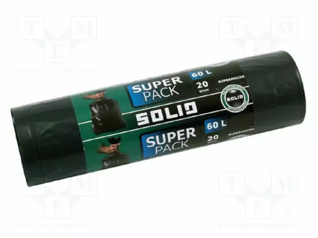 JÄTESÄKIT - LDPE - MUSTA - 60L - 20KPL - SUPER PACK - Pakkaaminen ja suojaus - SOLID-5078 - 1