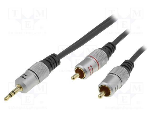 KAAPELI - JACK 3,5MM 3PIN PISTOKE,RCA-PISTOKE X2 - 1,8M - MUSTA - Muut audio-videokaapelit - TCV3420-1.8 - 1