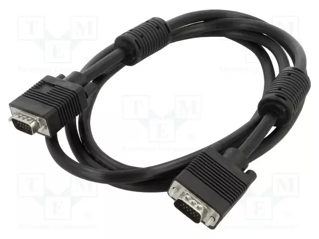 KAAPELI - D-SUB 15PIN HD-PISTOKE,MOLEMMIN PUOLIN - MUSTA - 1,8M - HDMI, DVI, DisplayPort johdot - CG341D-1.8 - 1
