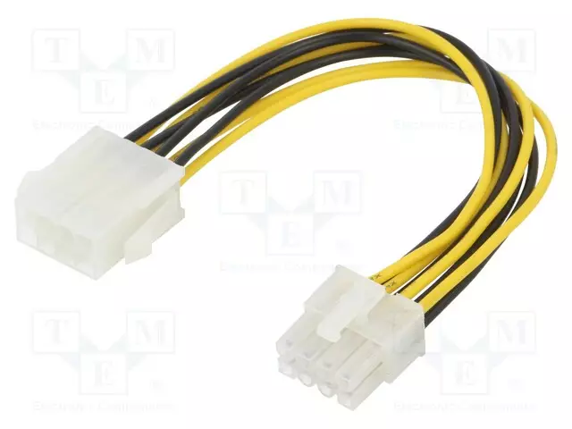 KAAPELI: SYÖTTÖKAAPELI - EPS 8PIN UROS,EPS 8PIN NAARAS - 0,2M - Tietokonetarvikkeet - muut - AK-CA-08 - 1